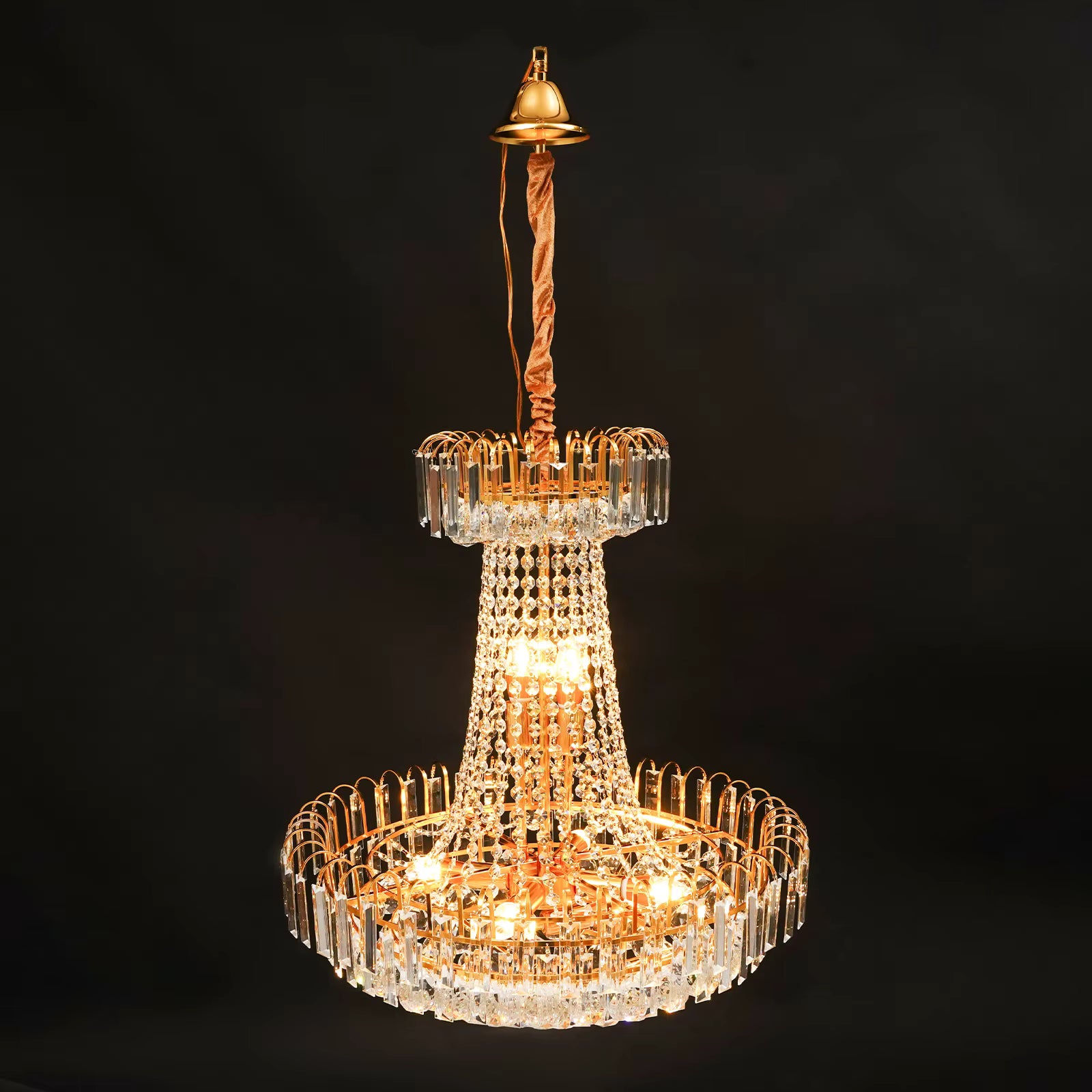 BYMAOCAR K9 Kristall-Kronleuchter, höhenverstellbar, dimmbar