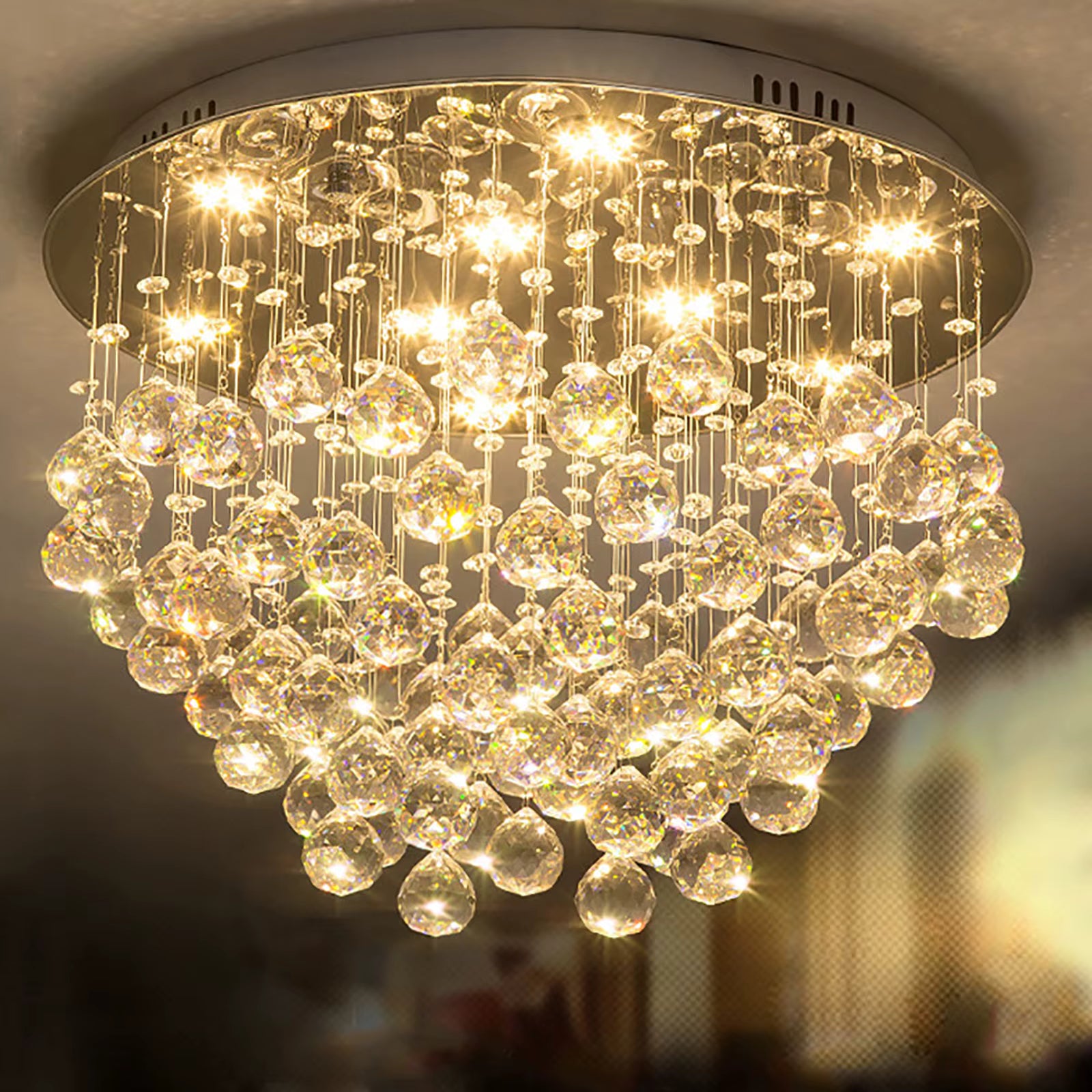 Modern Crystal Raindrop LED Ceiling Chandelie