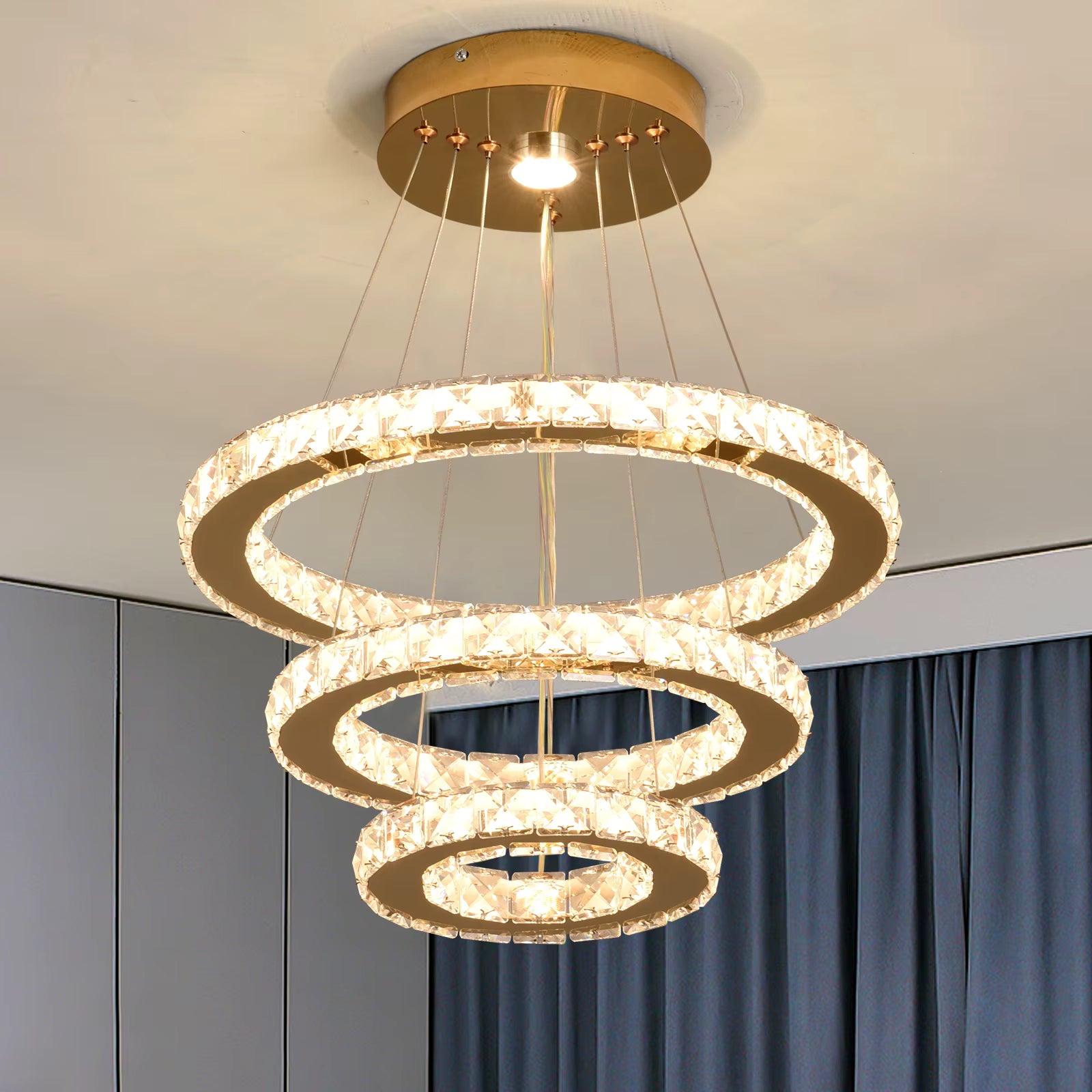 French Luxury Crystal Chandelier LED Ceiling Pendant Light