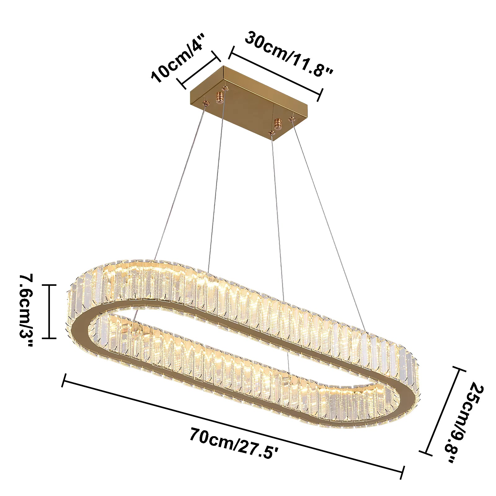 VETRULUS LED Kristall-Kronleuchter Oval, modern