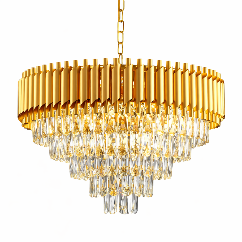 Gold K9 Kristall Kronleuchter (5-stufig)