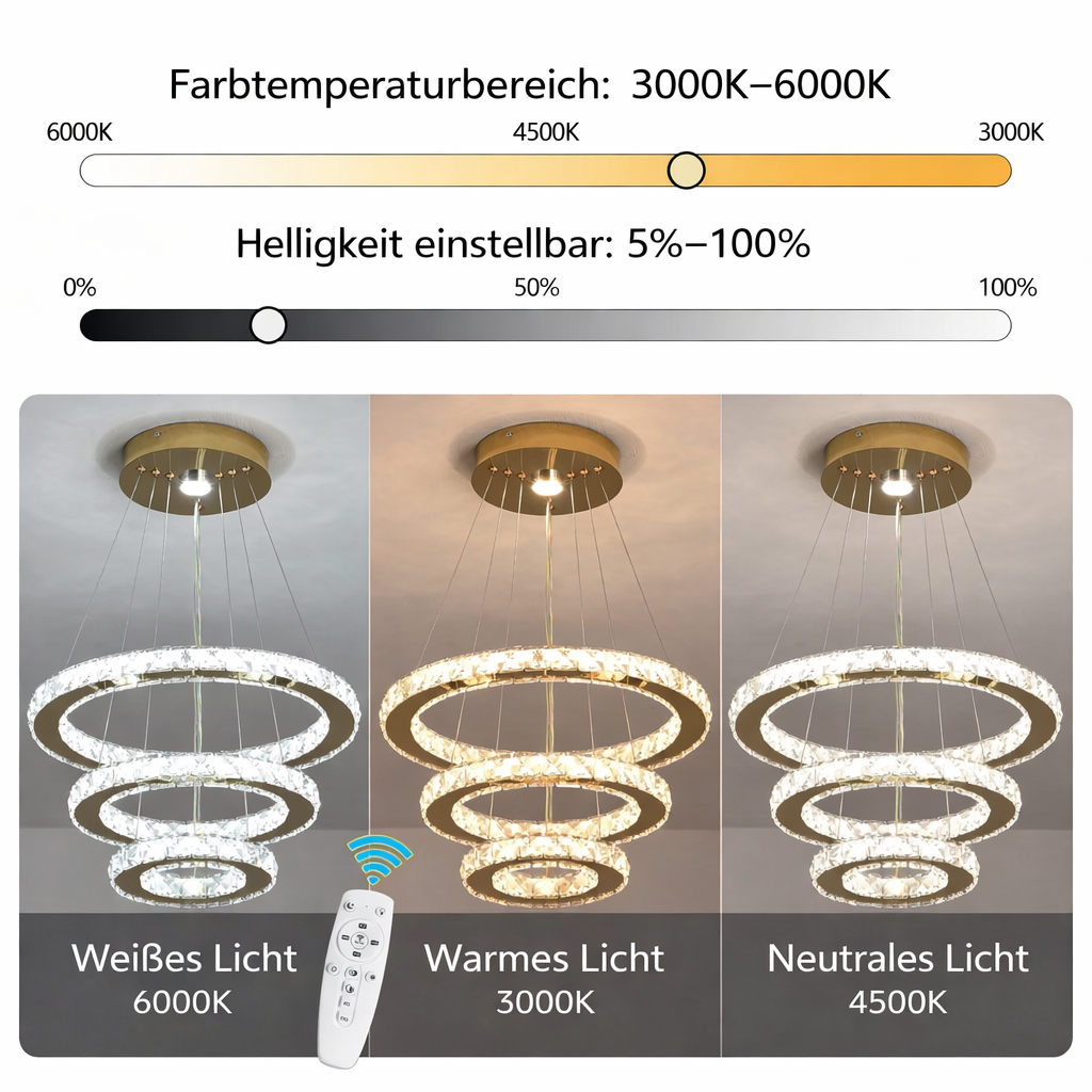 French Luxury Crystal Chandelier LED Ceiling Pendant Light