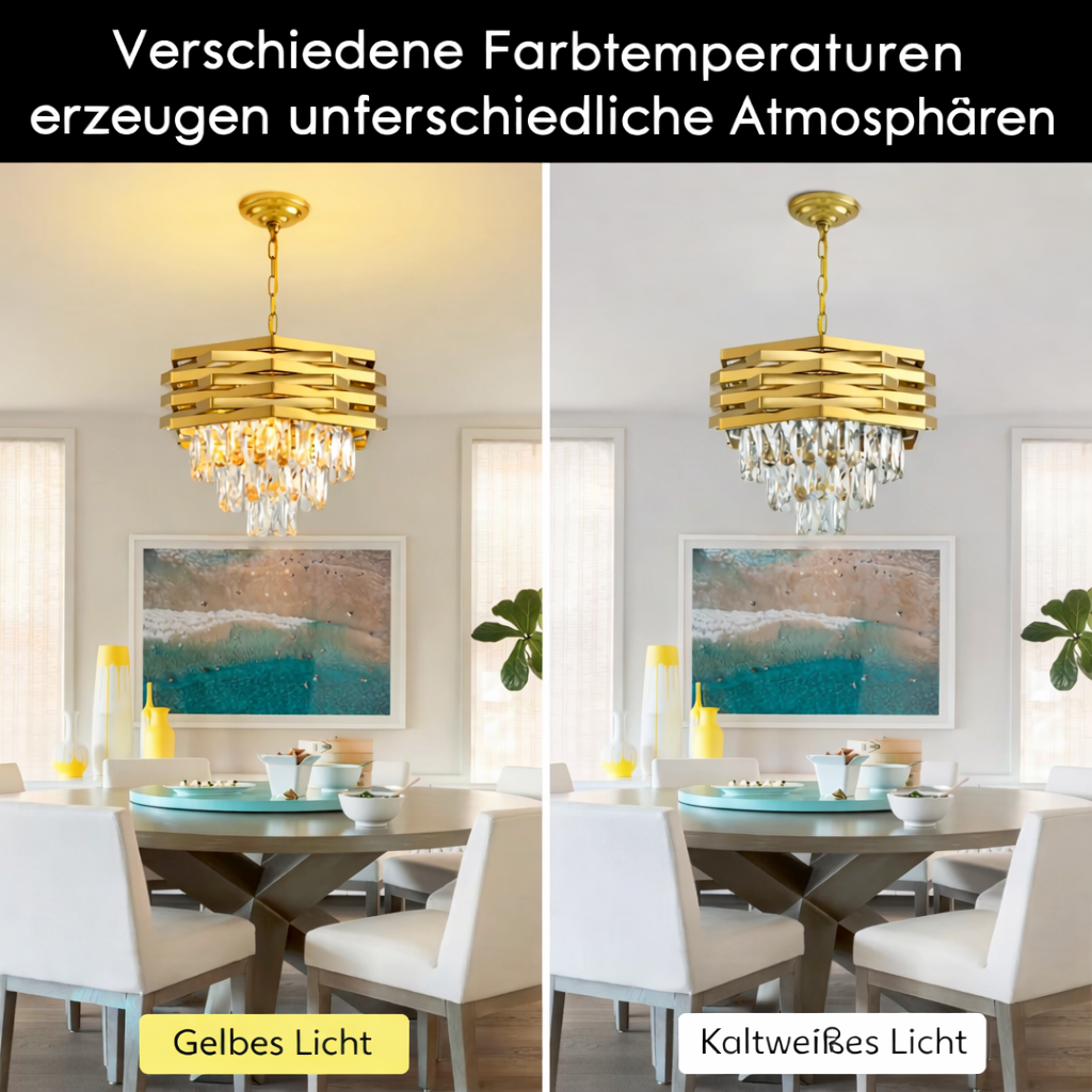 Kristall Kronleuchter Gold höhenverstellbar -3-Stufig