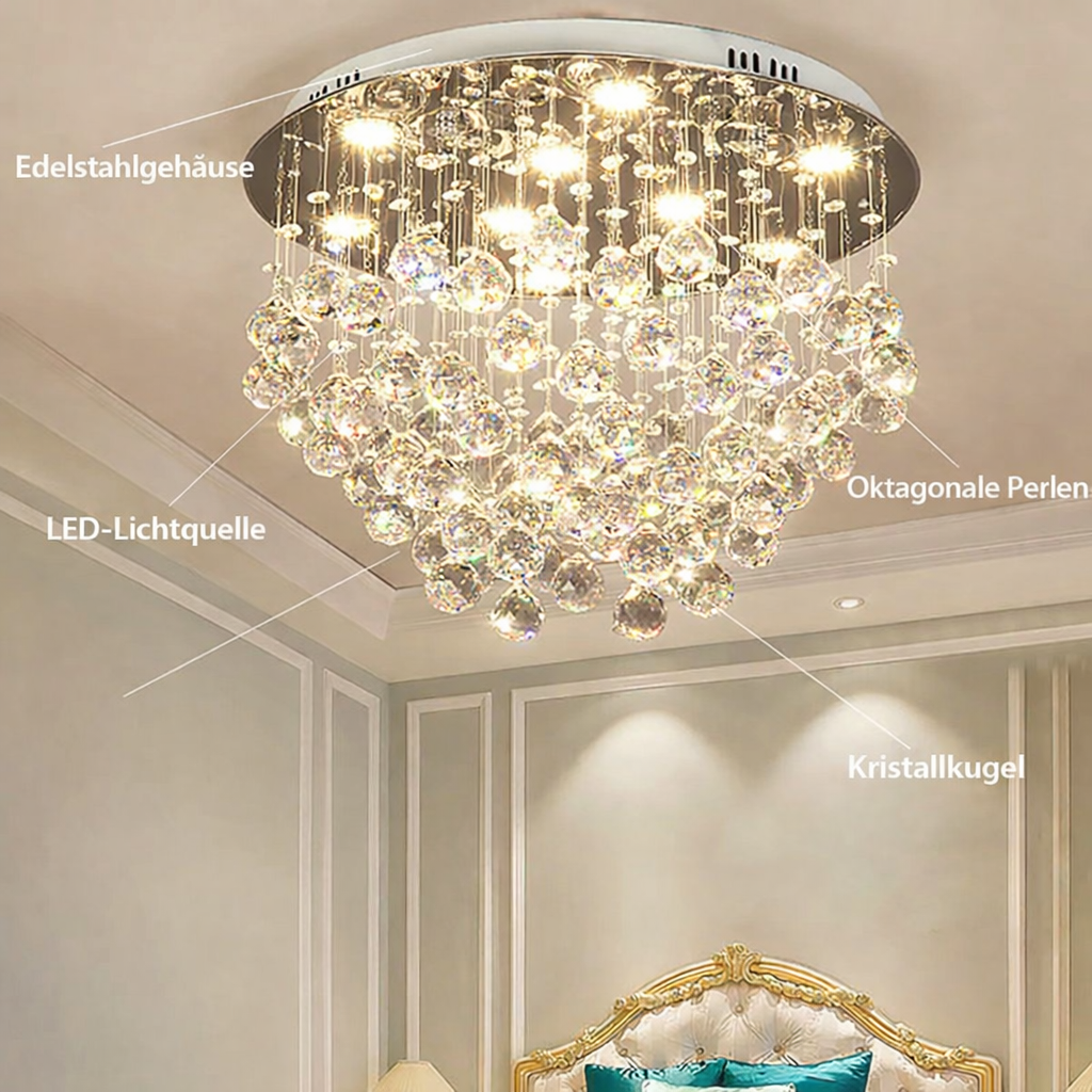 Modern Crystal Raindrop LED Ceiling Chandelie