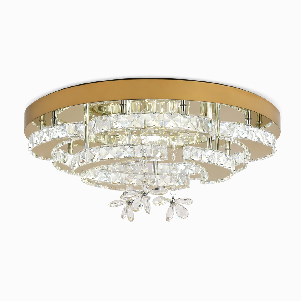 Moderne goldene K9 Kristall-Hängeleuchte, dimmbar